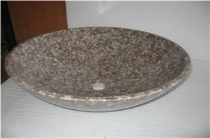 G687,Peach Red, Blossom Red,Granite Sinks&Basins,Round Basins,Bathroom Basins,Vessel Sinks,Natural Stone Sinks&Basins