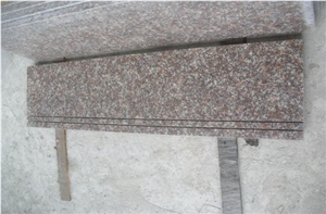 G687 Polished Anti-Slip Granite Stairs & Steps, G687 Peach Red Granite Steps & Risers