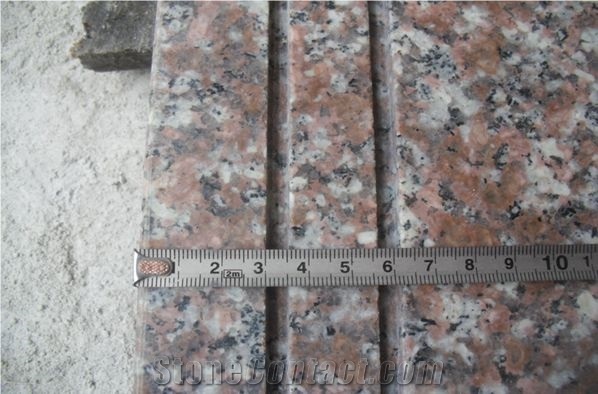 G687 Polished Anti-Slip Granite Stairs & Steps, G687 Peach Red Granite Steps & Risers