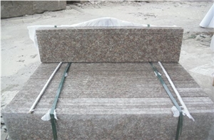 G687 Polished Anti-Slip Granite Stairs & Steps, G687 Peach Red Granite Steps & Risers
