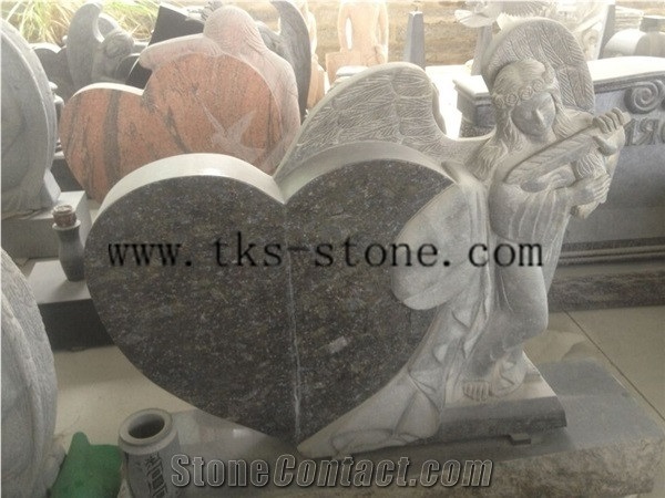 Heart Monument & Tombstone, G603 Grey Granite Tombstone