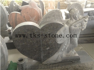 Heart Monument & Tombstone, G603 Grey Granite Tombstone