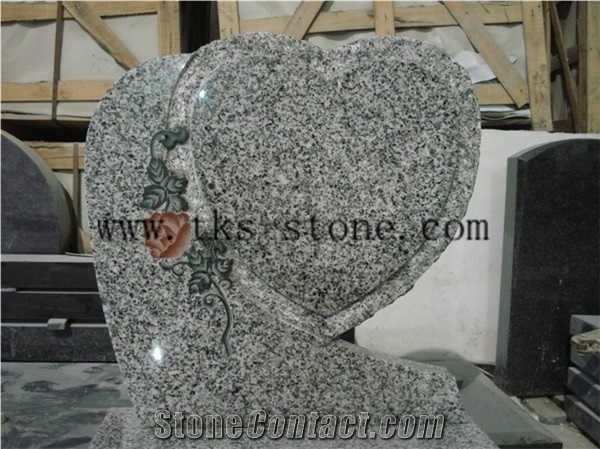Heart Monument & Tombstone, G603 Grey Granite Tombstone