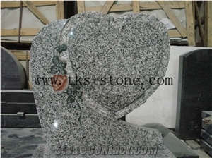 Heart Monument & Tombstone, G603 Grey Granite Tombstone