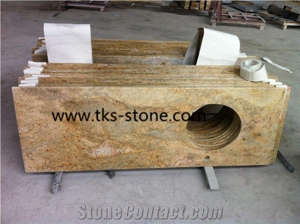 Imperial Gold Granite,India Yellow Granite Vanity Tops,Granite Bathroom Countertops