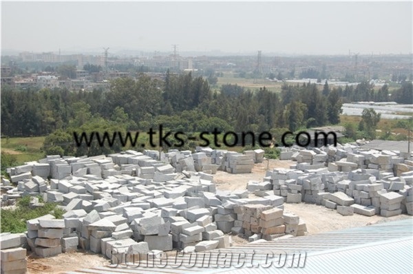 Light Grey Granite Kerbstone, Sawn Cutted Granite Kerbstone Roadstone,Sesame White Granite 6sides Flamed