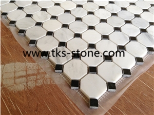 Mosaic Pattern,White and Black Mosaics,Carrara Marble Mosaics