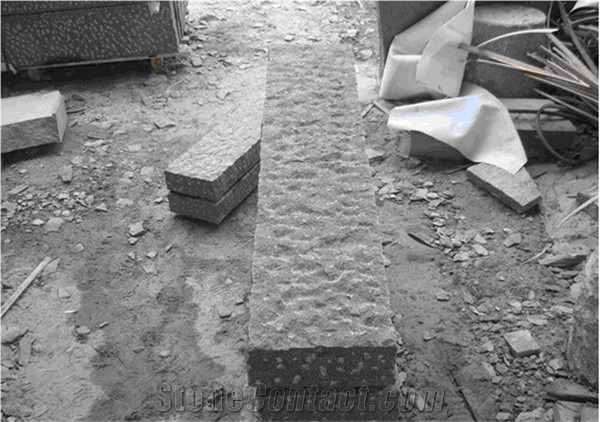 Pineappled Palisades Columns Dark Grey G654, China G654 Black Granite Palisades,Black Granite Pineappled Palisade,6 Sizes Pineappled Kerbstone