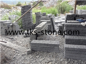 Pineappled Palisades Columns Dark Grey G654, China G654 Black Granite Palisades,Black Granite Pineappled Palisade,6 Sizes Pineappled Kerbstone