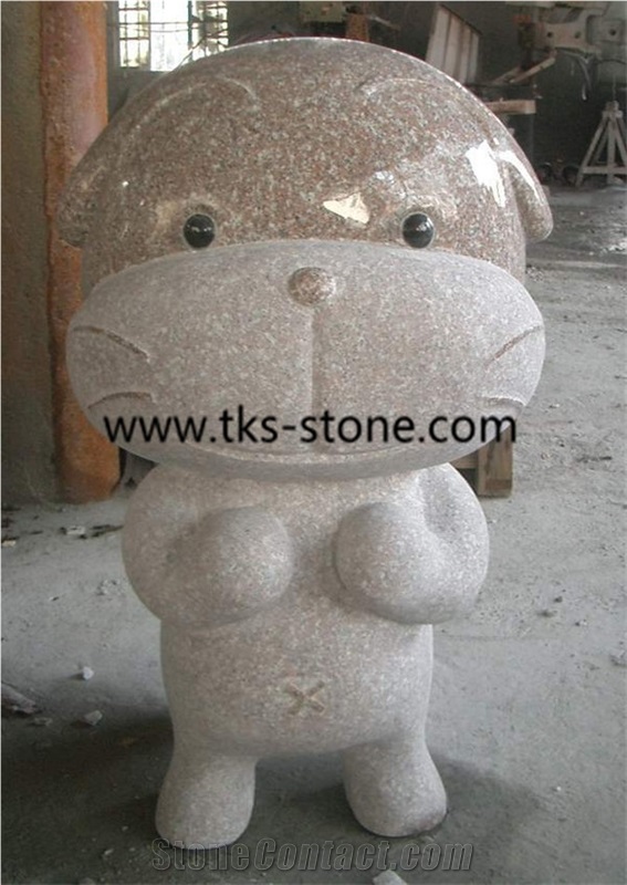Pink Granite Sculpture&Statues,Animal Sculptures Natural Stone Animal Garden Sculptures,Western Statues