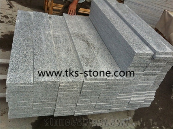 Polished G603 Granite Stairs & Step,Sesame White,Light Gray,Light Grey,Crystal White Granite Stairs & Steps