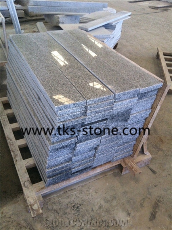 Polished G603 Granite Stairs & Step,Sesame White,Light Gray,Light Grey,Crystal White Granite Stairs & Steps