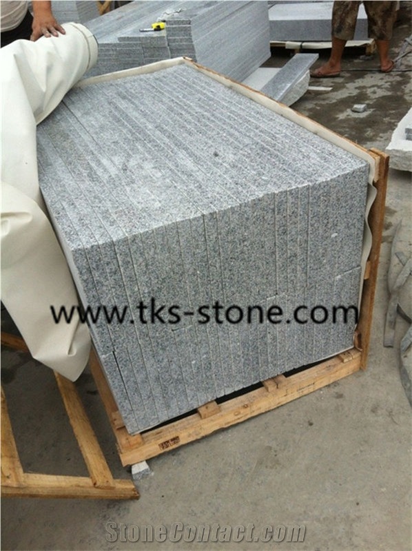 Polished G603 Granite Stairs & Step,Sesame White,Light Gray,Light Grey,Crystal White Granite Stairs & Steps