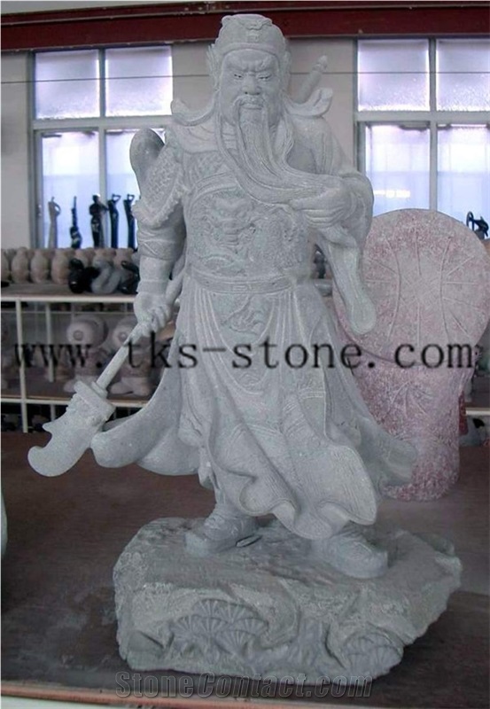 Quan Cong/Guandi - Sword/Historical Personage/ Romance Of the Three Kingdoms, Grey Granite Sculpture & Statue