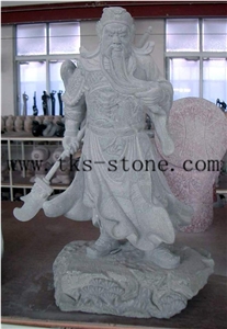 Quan Cong/Guandi - Sword/Historical Personage/ Romance Of the Three Kingdoms, Grey Granite Sculpture & Statue