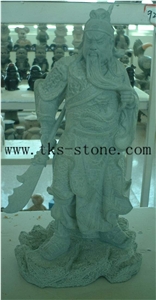 Quan Cong/Guandi - Sword/Historical Personage/ Romance Of the Three Kingdoms, Grey Granite Sculpture & Statue