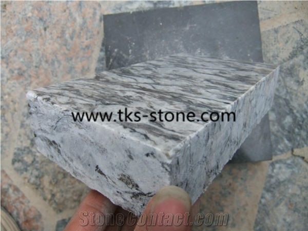 Spray white,Wave white,Sea wave flower granite cobble stone,granite cube stone