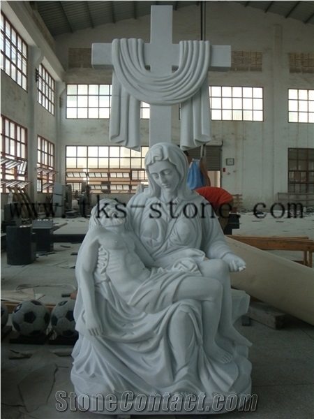 Statue Of Jesus Virgin Mary Sculpture/ Chongwu Sculpture/Human Sculptures/Religious Sculptures, Grey Granite Religious Sculptures