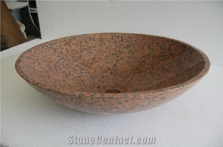Tianshan Red Granite Sinks & Basins,Round Basins,Bathroom Basins,Vessel Sinks,Natural Stone Sinks&Basins