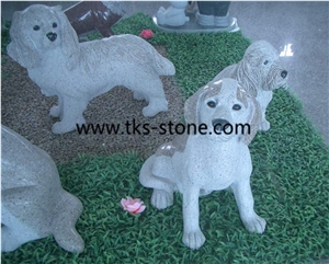 White Granite Sculptures & Statues,Carving in Granite/Chinese Carving/Hand Carving/Carving Art/Works Of Art/Animal Sculptures,Dog Art Work