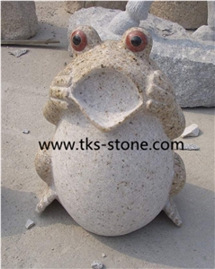 Yellow Granite Frog Sculptures & Statues,Frog Carving/Animal Sculptures,Granite Frogs Animals