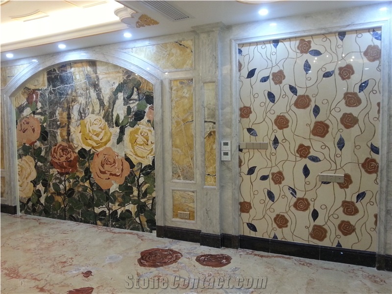 Background Wall Rose Garden Marble Tile Wall Panel