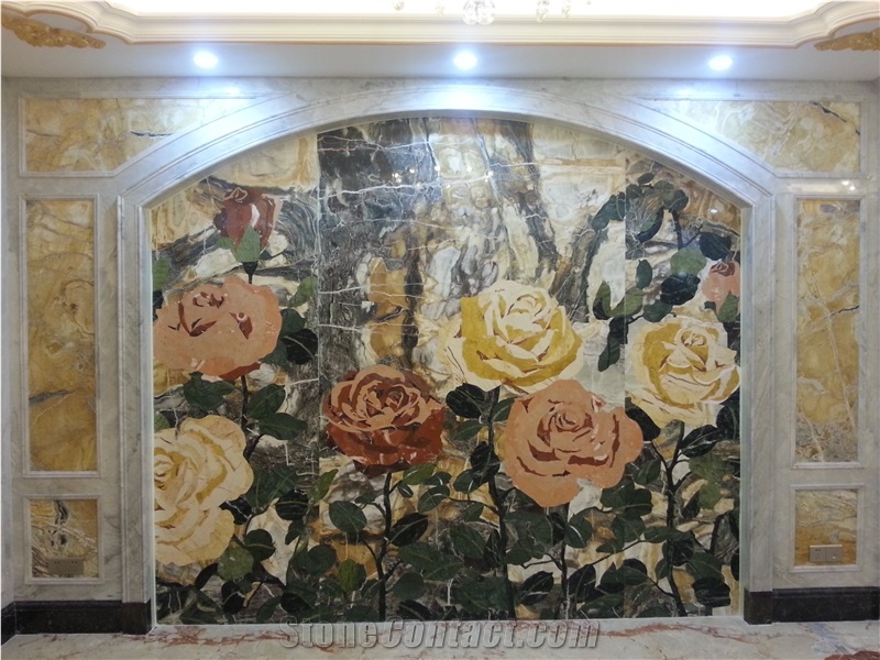 Background Wall Rose Garden Marble Tile Wall Panel