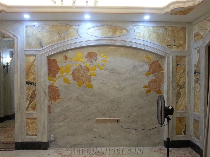 Background Wall Rose Garden Marble Tile Wall Panel