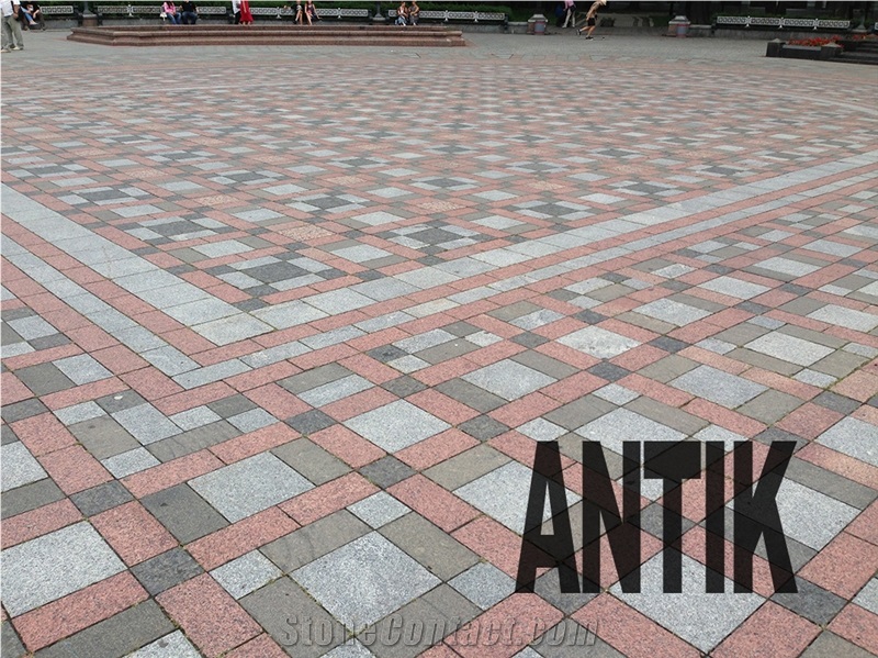 Granite Machine Cut Cubes, Pavers, Cobbles. Flamed - Surface (Topside). Sawn Sides.