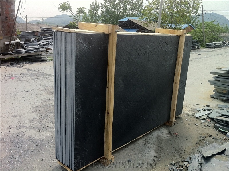 China Black Slate Slabs & Floor Tiles,Nero Riven Black Slate Slabs/Tiles-Own Factory-Hot Products