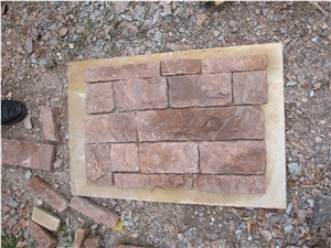 China Sunset Red Limestone/Coral Stone Wall Brick-Cultured Stone/Ledge Stone/Stacked Stone Veneer Walling Cladding Panel