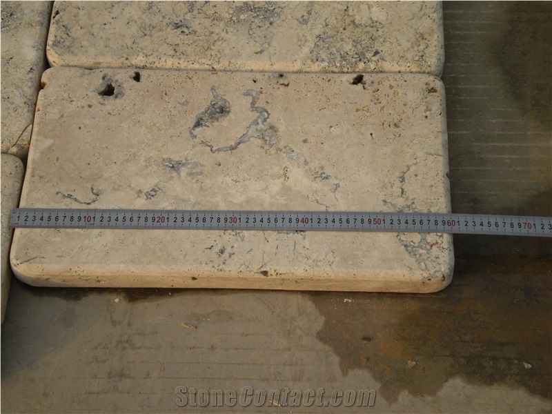 China Yellow Travertine Autumn Leaf Color-Tumbled Antique Style Villa Floor Pattern Covering Tiles