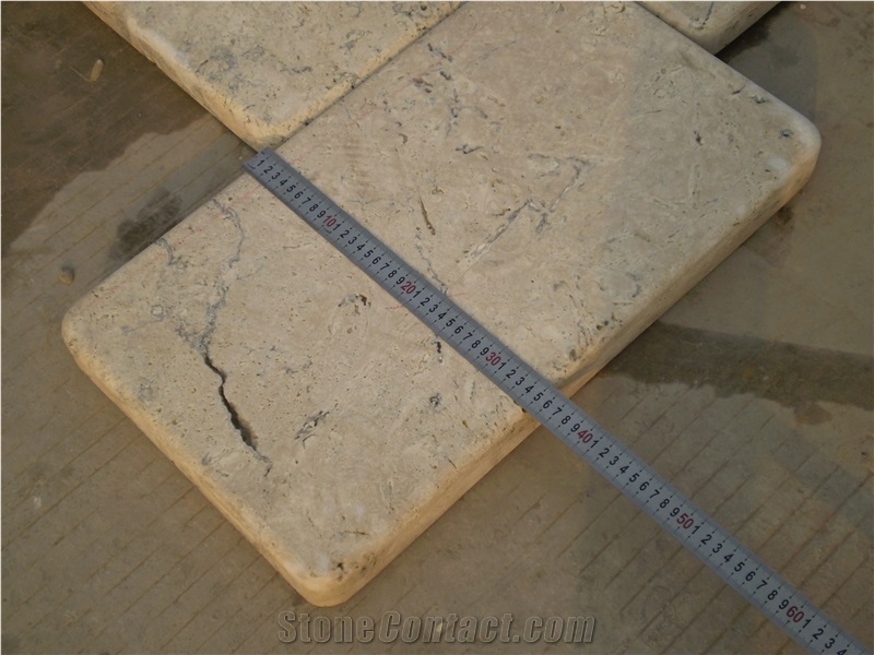 China Yellow Travertine Autumn Leaf Color-Tumbled Antique Style Villa Floor Pattern Covering Tiles