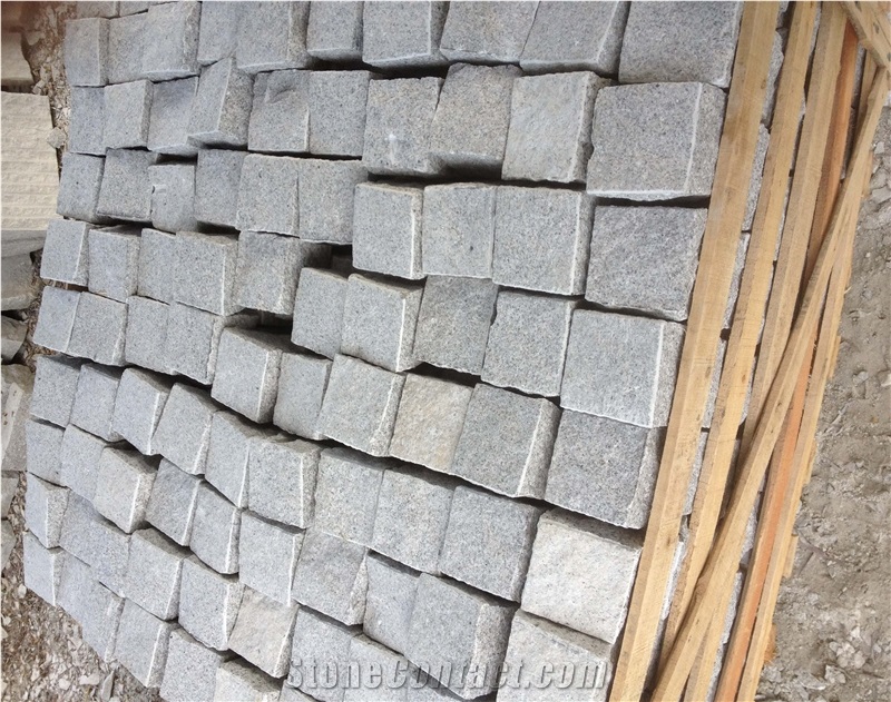 G359 Shandong White Granite Cube Stone/Cobble Stone Machine Cut for Garden Walkway Pavers