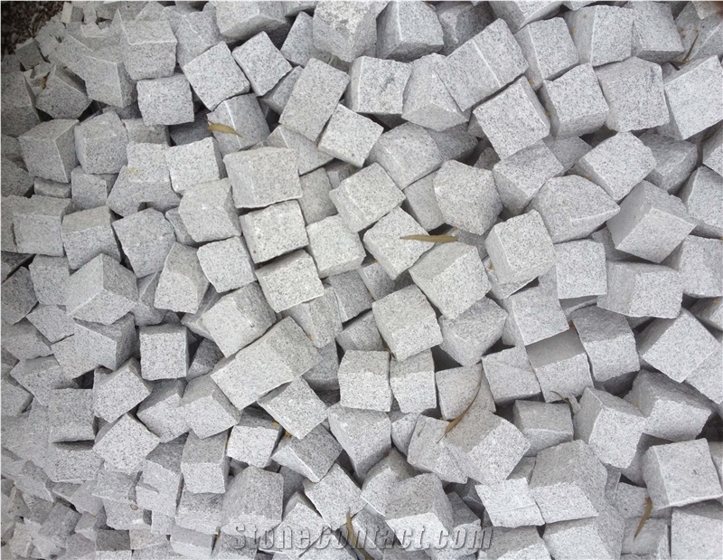 G359 Shandong White Granite Cube Stone/Cobble Stone Machine Cut for Garden Walkway Pavers