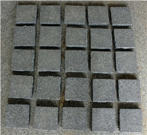 G654/China Impala Black Granite/China Seasame Black Granite Flamed Dark Grey Granite Cube Stone,Cobble Stone for Exterior Pattern Floor Pavers