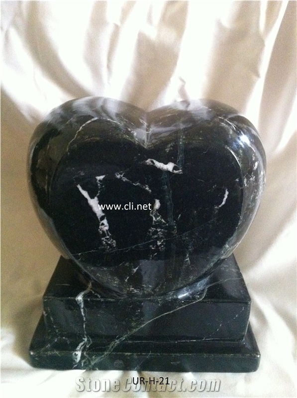 Black Zebra Heart Shape One Piece Funeral Urn