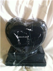 Black Zebra Heart Shape One Piece Funeral Urn