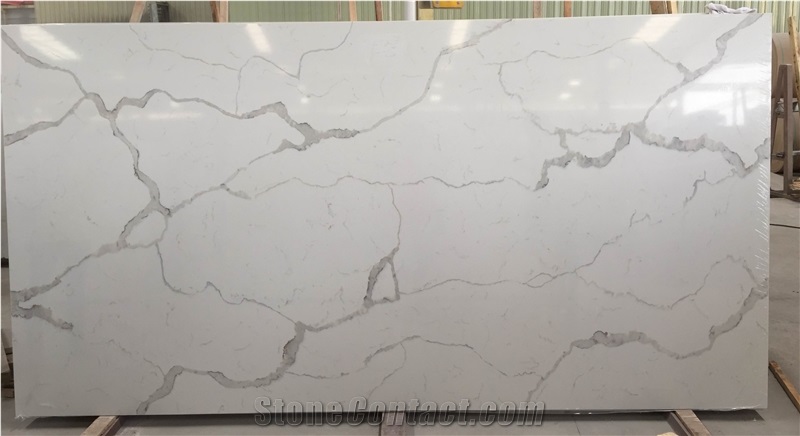 Calacatta Zsq5004 Quartz Stone Slabs & Tiles, White Engineered Stone