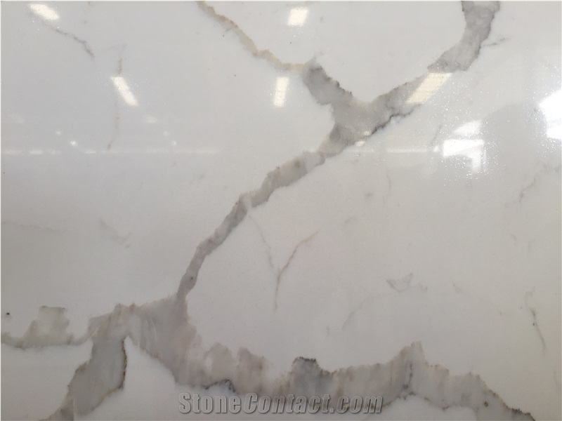 Calacatta Zsq5004 Quartz Stone Slabs & Tiles, White Engineered Stone
