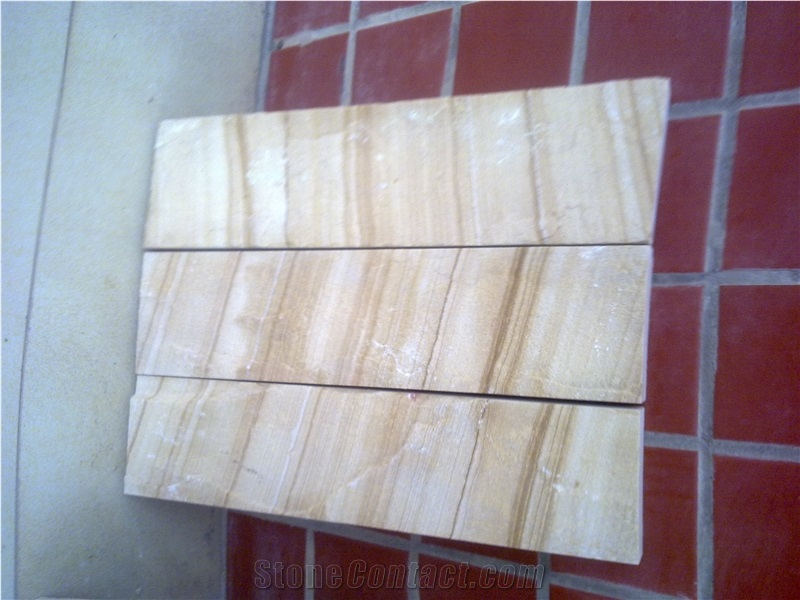 China Vein Yellow Wooden Sandstone Blocks