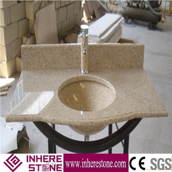 G682 Granite Bath Tops,Giallo Rustic,Golden Yellow,Giallo Yellow, Hotel Vanity Tops