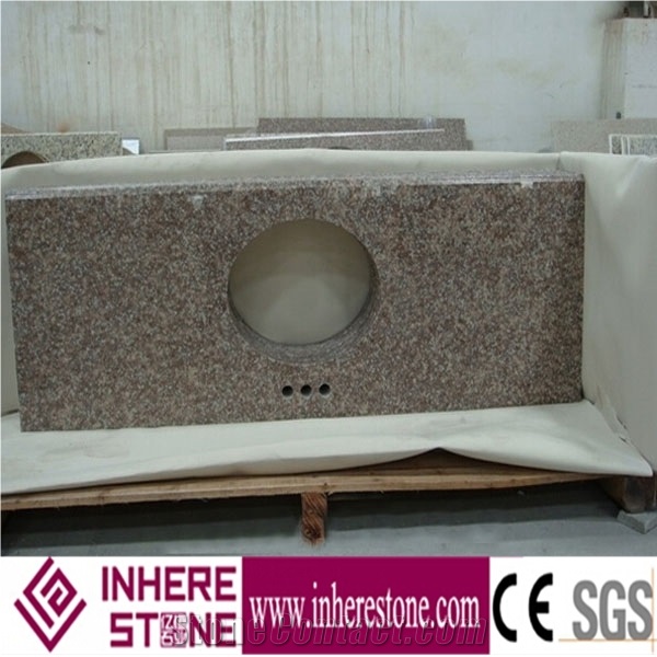 G687 Granite Kitchen Countertop,Peach Red,Peach Blossom Red Gutian ,Taohua Hong Granite Countertop Used Kitchen Sink for Sale