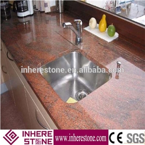 Multicolor Red Granite Kitchen Countertop, Red Granite Kitchen Top