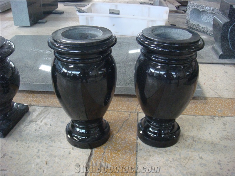 Black Granite Flower Vases for Funeral Accessories