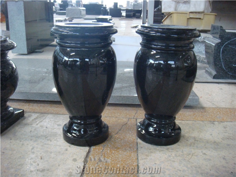 Black Granite Flower Vases for Funeral Accessories