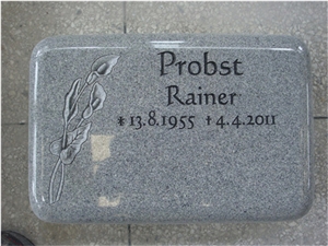 German Style Granite Upright Gravestone with Carved Roses