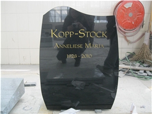 German Style Granite Upright Gravestone with Carved Roses