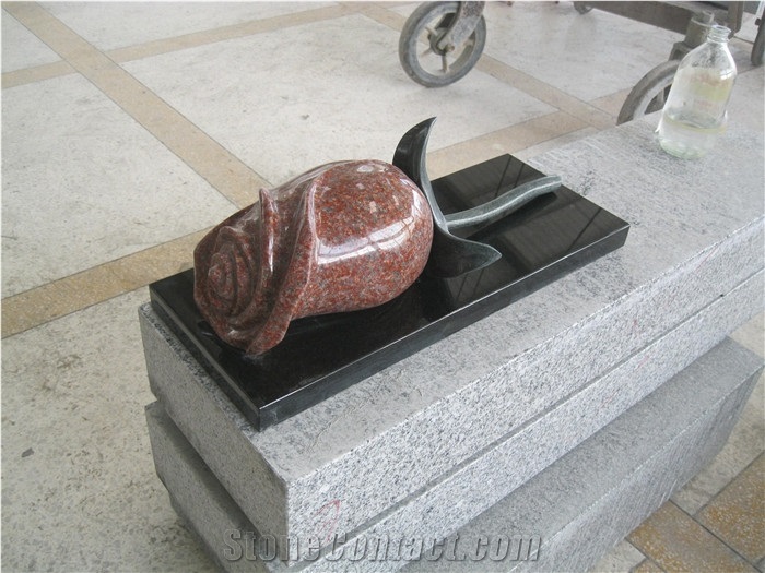 Granite 3d Rose Carving for Tombstone Decoration and Memorial Accessories