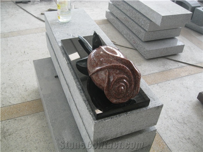 Granite 3d Rose Carving for Tombstone Decoration and Memorial Accessories